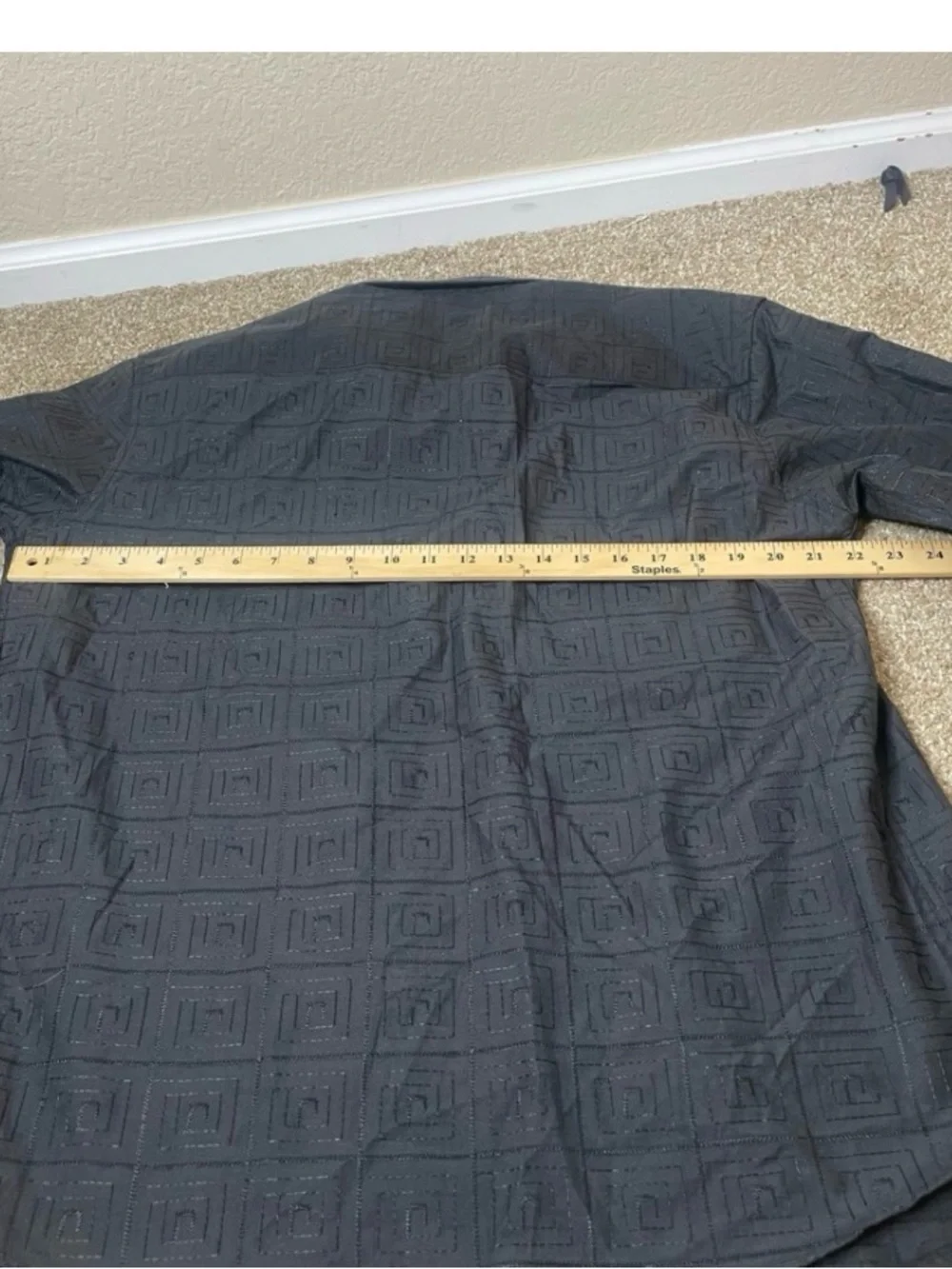 Men's Long Sleeve Charcoal Gray/black Embroidered Dress Shirt SZ XL western rock